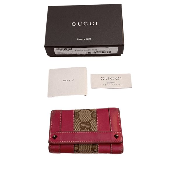 Authentic Gucci Red calf Leather/canvas Key Case in the box - Picture 6 of 13